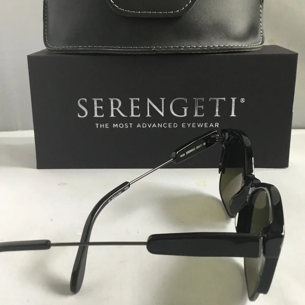 Serengeti Vinita Polarized Men's Black Sunglasses with Green-Tinted Lenses